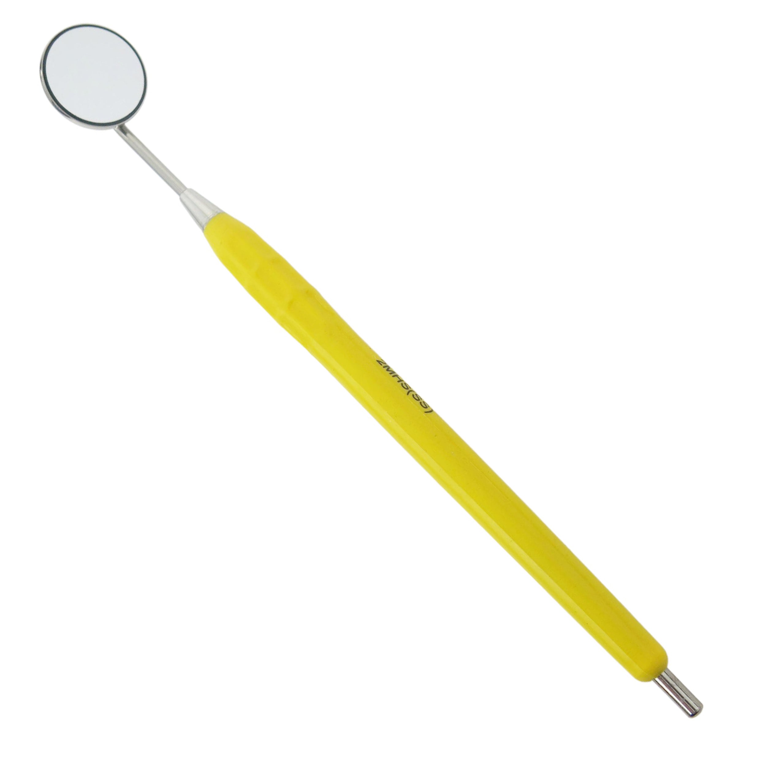 Mouth Mirror Front Surface, Simple Stem No. 5, 24mm dia, yellow handle, EA