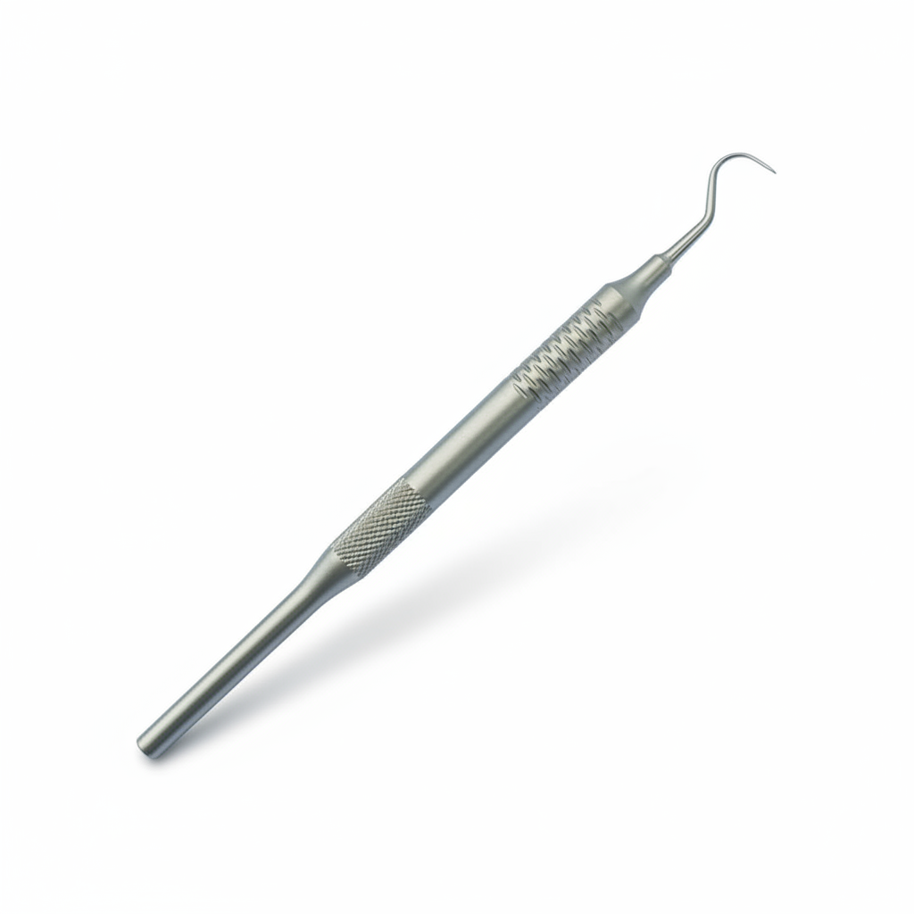 Dental Explorer Probe – stainless steel, 45-degree angle view