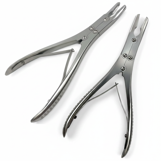 Ruskin Bone Rongeur Set 7.5 inch Straight and Curved 7mm Bite Double Action - No Watermark