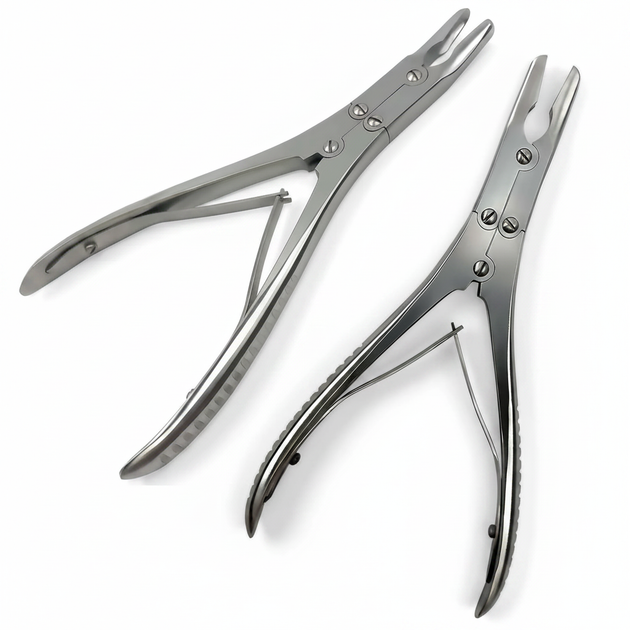 Ruskin Bone Rongeur Set 7.5 inch Straight and Curved 7mm Bite Double Action - No Watermark