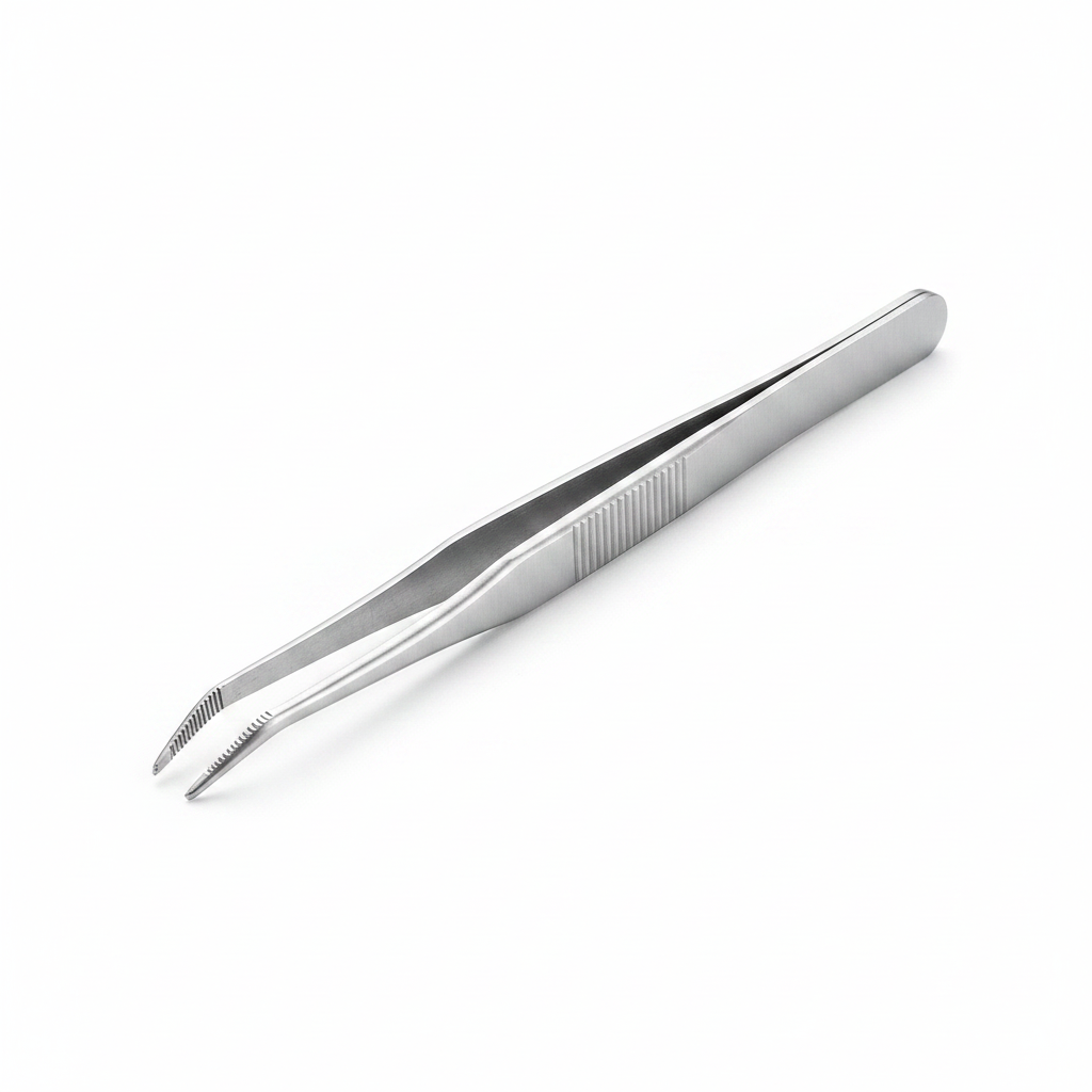 College Tweezers – stainless steel, 45-degree angle view